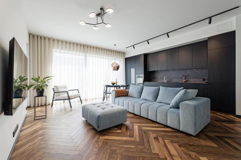 Posezení v ubytování Elegant Seaview Flat in Noblessner
