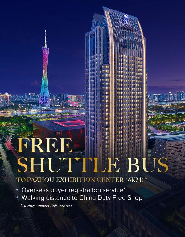 Hotel The Ritz-Carlton, Guangzhou, a poster for a free shuttle bus in a city at The Ritz-Carlton, Guangzhou in Guangzhou