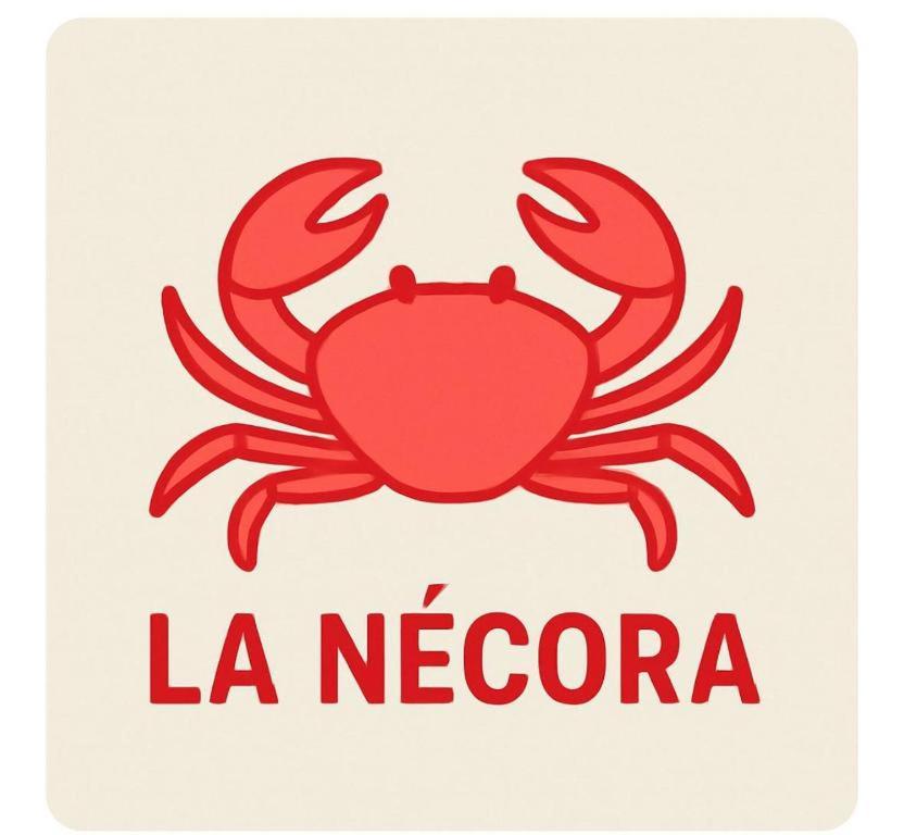 a red crab with the words la mecca at La Necora Lanzarote in Playa Honda