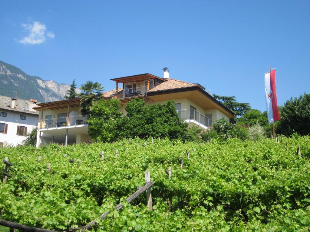 ein Gebäude mitten auf einem Pflanzenfett in der Unterkunft Ferienwohnungen St. Michael in Appiano sulla Strada del Vino