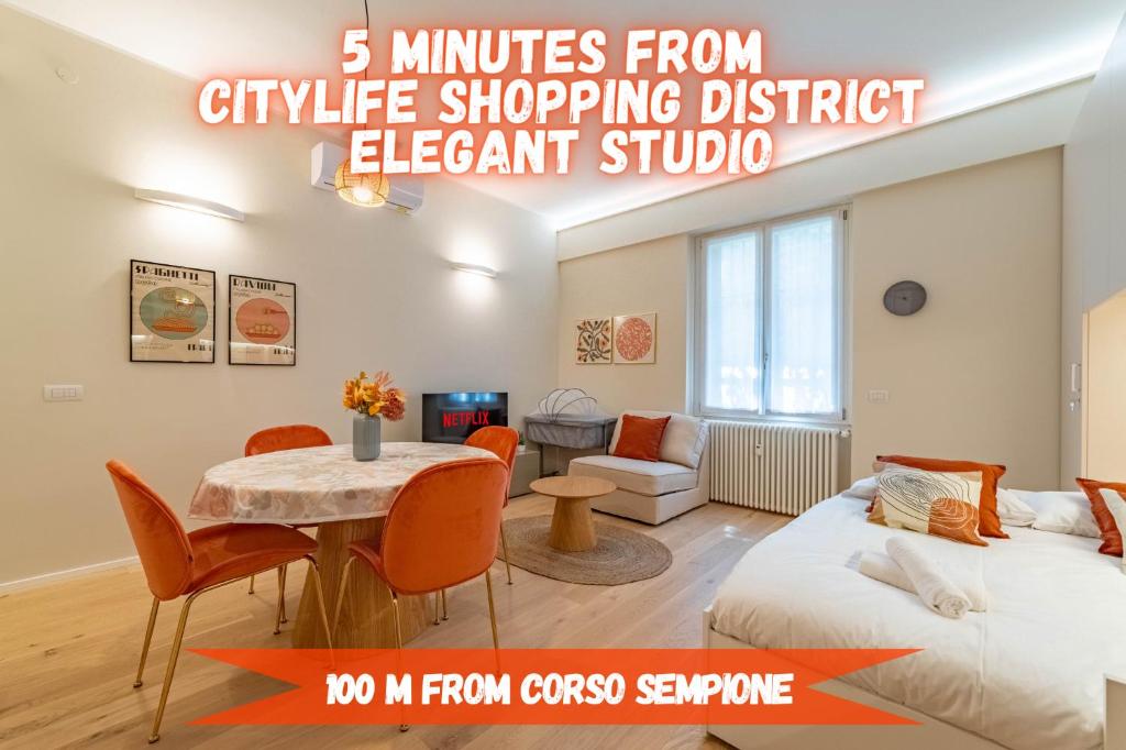 5' from Corso Sempione Elegant studio apartment