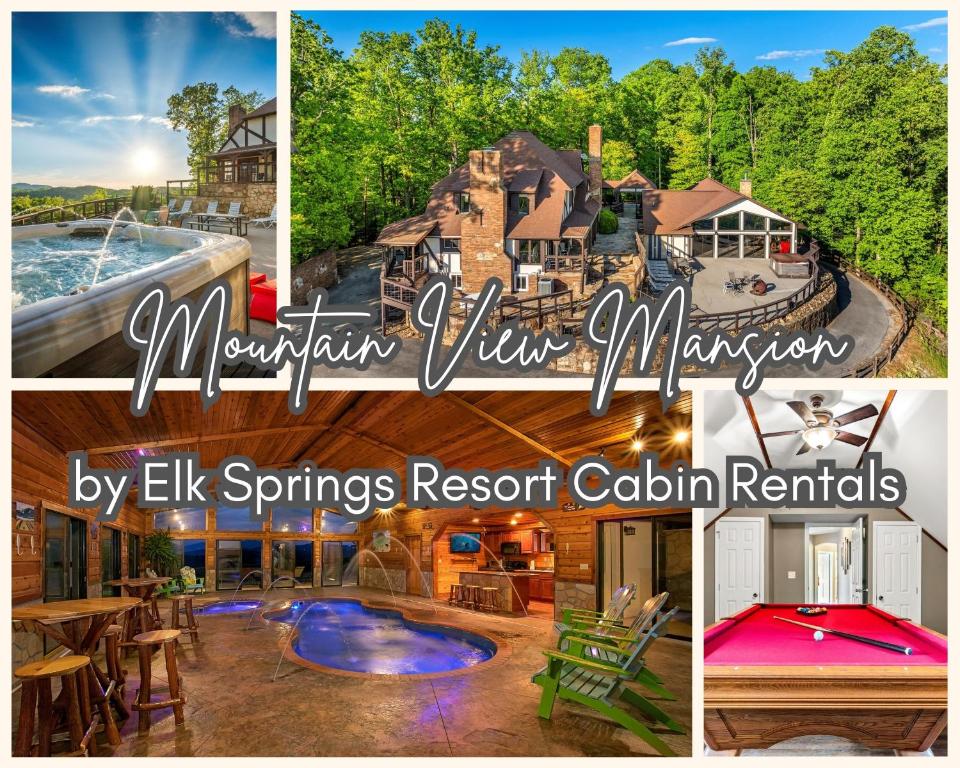 a collage of photos of a house at Mountain View Mansion in Gatlinburg