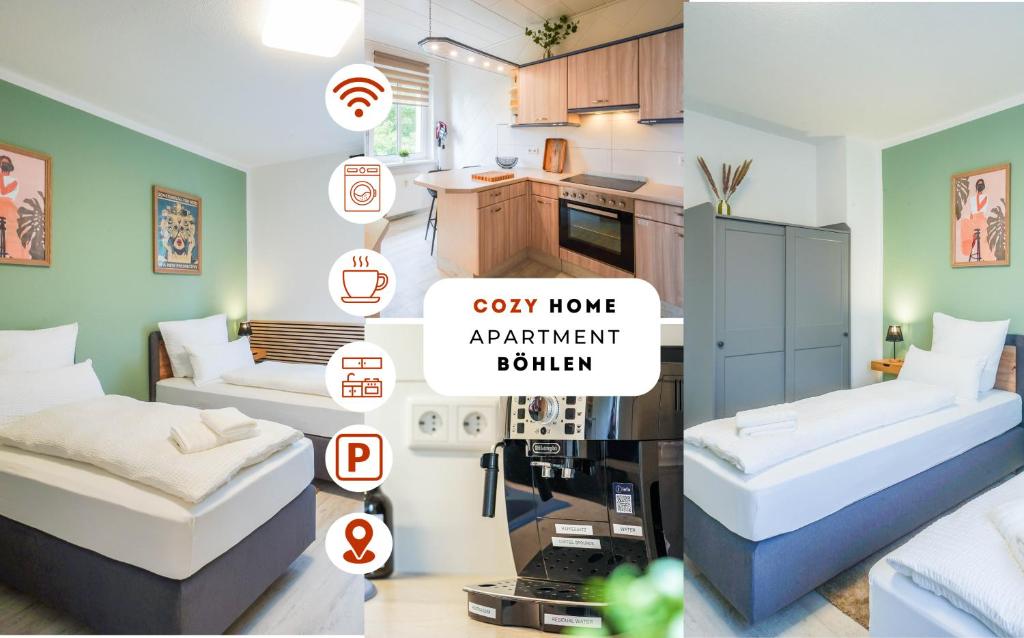 Ένα ή περισσότερα κρεβάτια σε δωμάτιο στο Cozy Home Böhlen