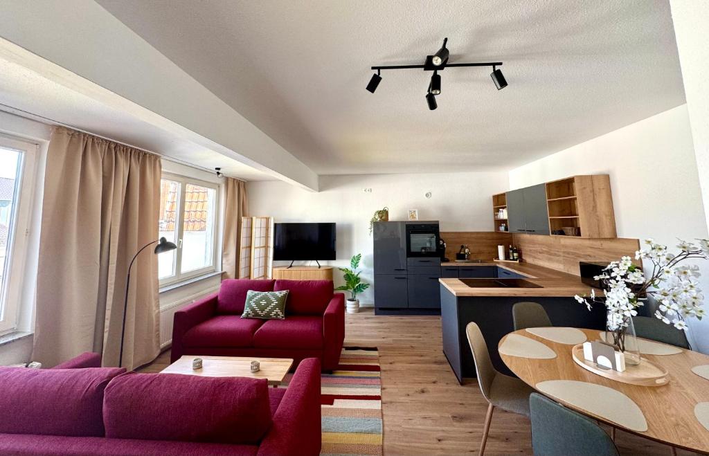 Μια τηλεόραση ή/και κέντρο ψυχαγωγίας στο SuperHosts PARKPLATZ - Zentrum - TERRASSE - King-Bett - NETFLIX