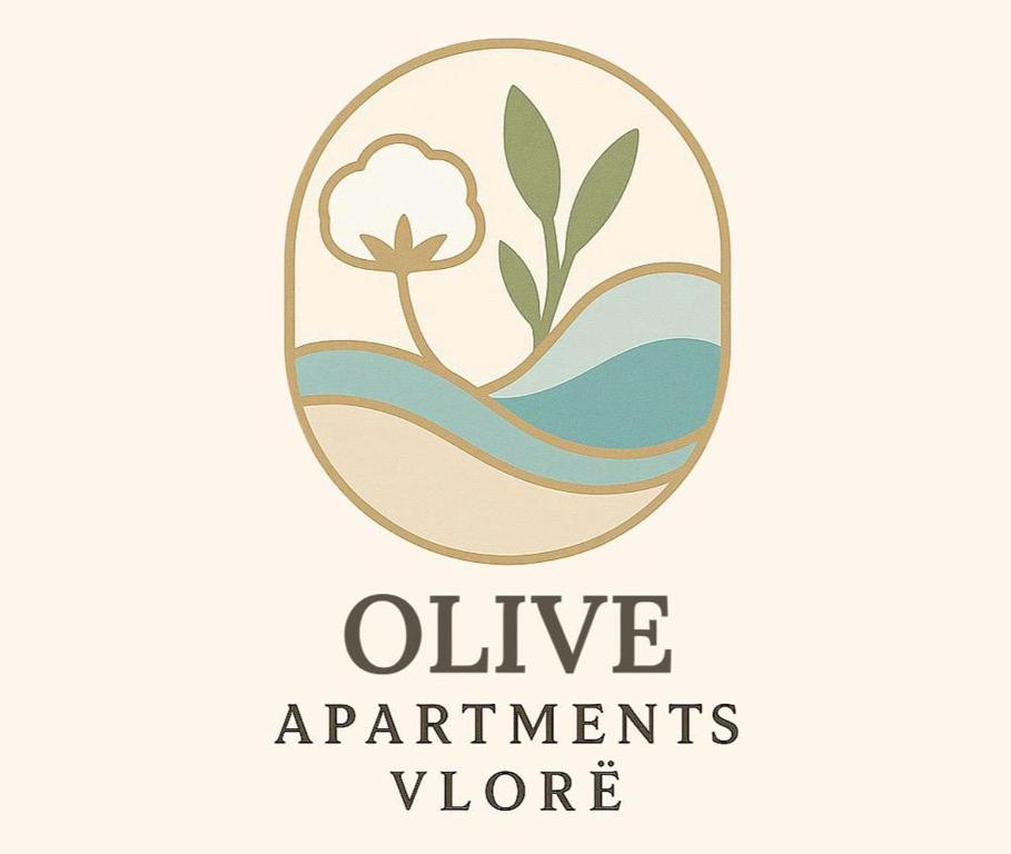 a logo for olive apartments store with plants in a circle at Olive Apartments Vlore in Vlorë