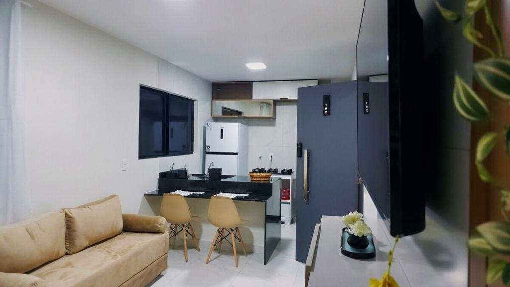 Kuchyň nebo kuchyňský kout v ubytování Flat-Apartamento completo e com ótima localização em João Pessoa-Jampa