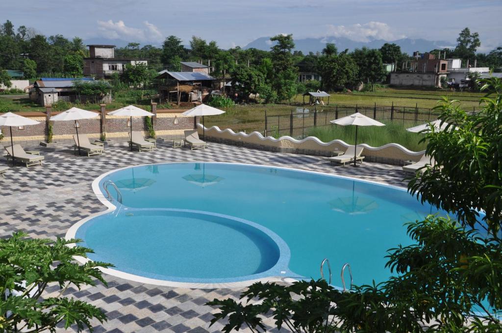 Bazén v ubytování Green Park Chitwan nebo v jeho okolí