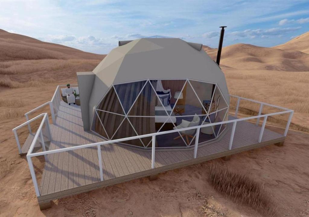 a rendering of a dome tent in the desert at Wadi Rum camp & Bubble Tent & Bedouin Style & tours in Wadi Rum