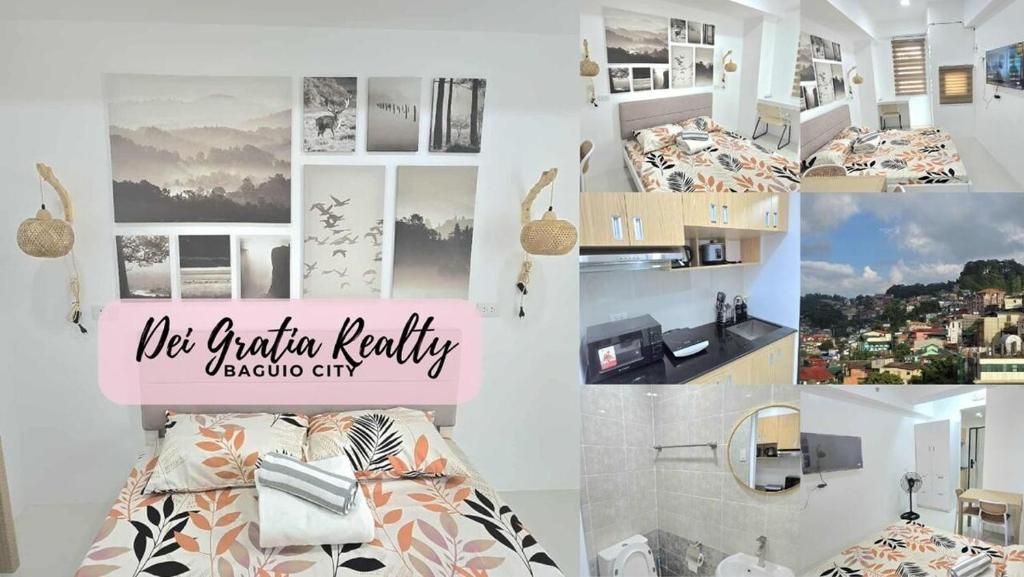 碧瑶Stanford 6F19 Baguio Condo by Dei Gratia的一张带床的卧室照片拼贴