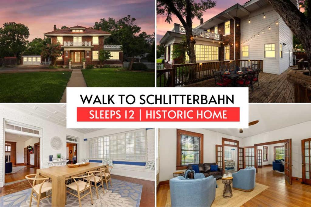 a collage of pictures of a house at Walk to Schlitterbahn & Downtown Sleeps 12 in New Braunfels