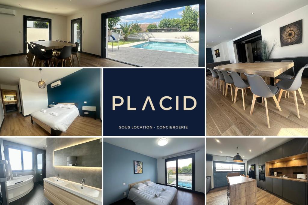 a collage of photos of a house at La Villa Estienne - Spacieuse - Conviviale - 6 Chambres - Parking privé in Mont-de-Marsan