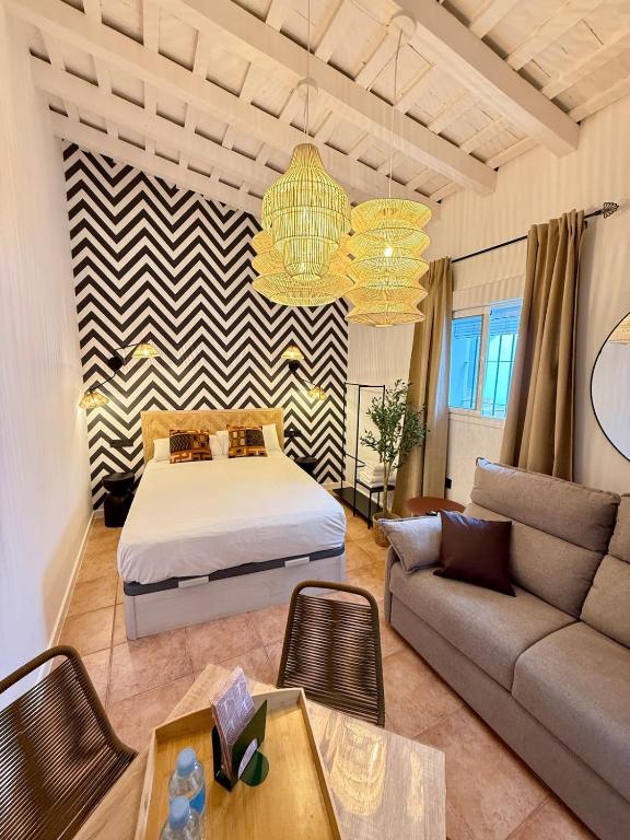 Katil atau katil-katil dalam bilik di Apartamento en Conil Centro