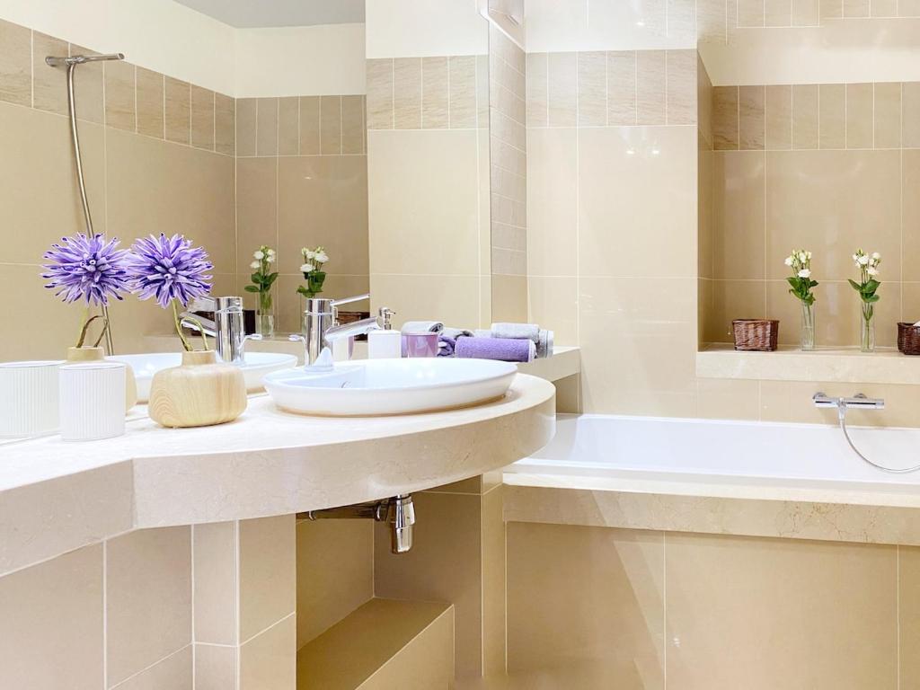 Koupelna v ubytování Szczęśliwiecki Apartment