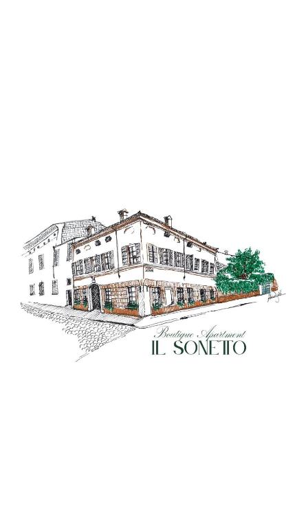 an image of a drawing of a building at Il Sonetto Boutique Apartment - private garage in Mantova