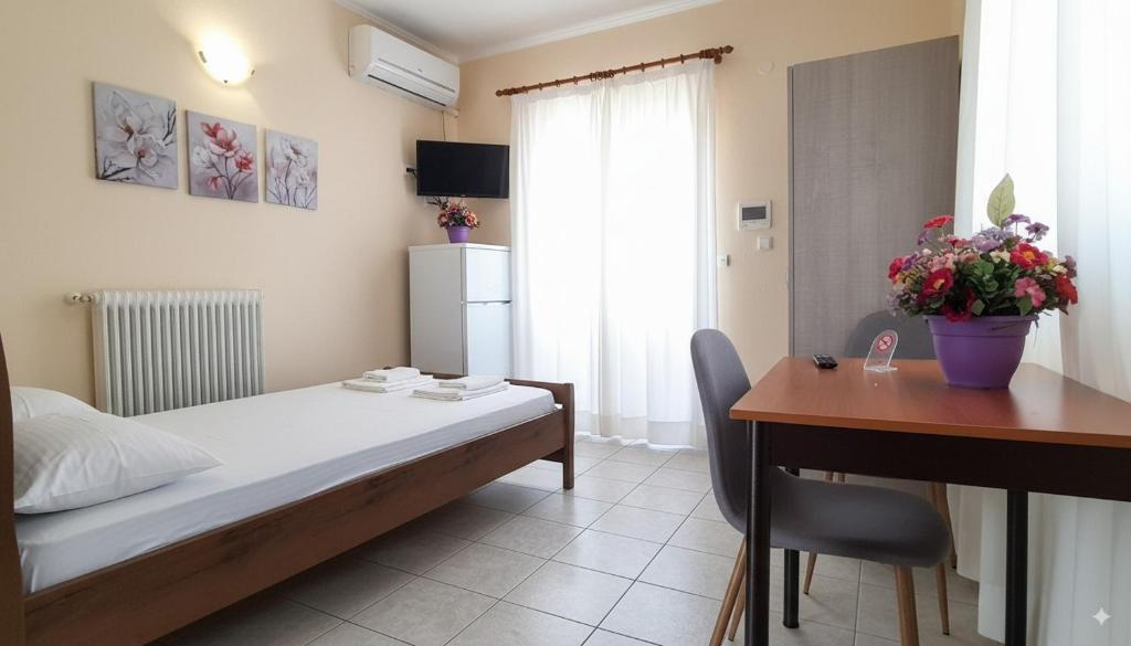 Postel nebo postele na pokoji v ubytování Απεριόριστη θέα