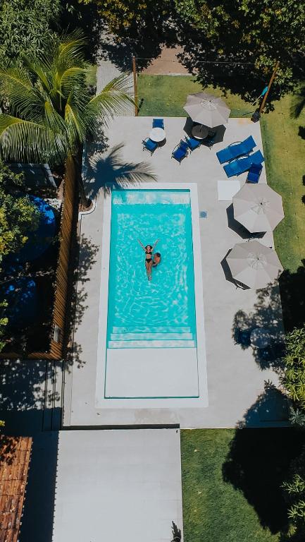 an overhead view of a butterfly in a swimming pool at Pousada Porto Verano in Porto De Galinhas
