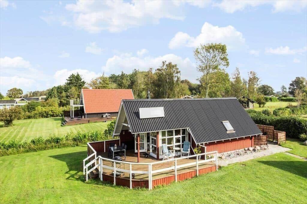 an aerial view of a home with a roof at LL204-Humble-Vildrosevej-16 in Humble