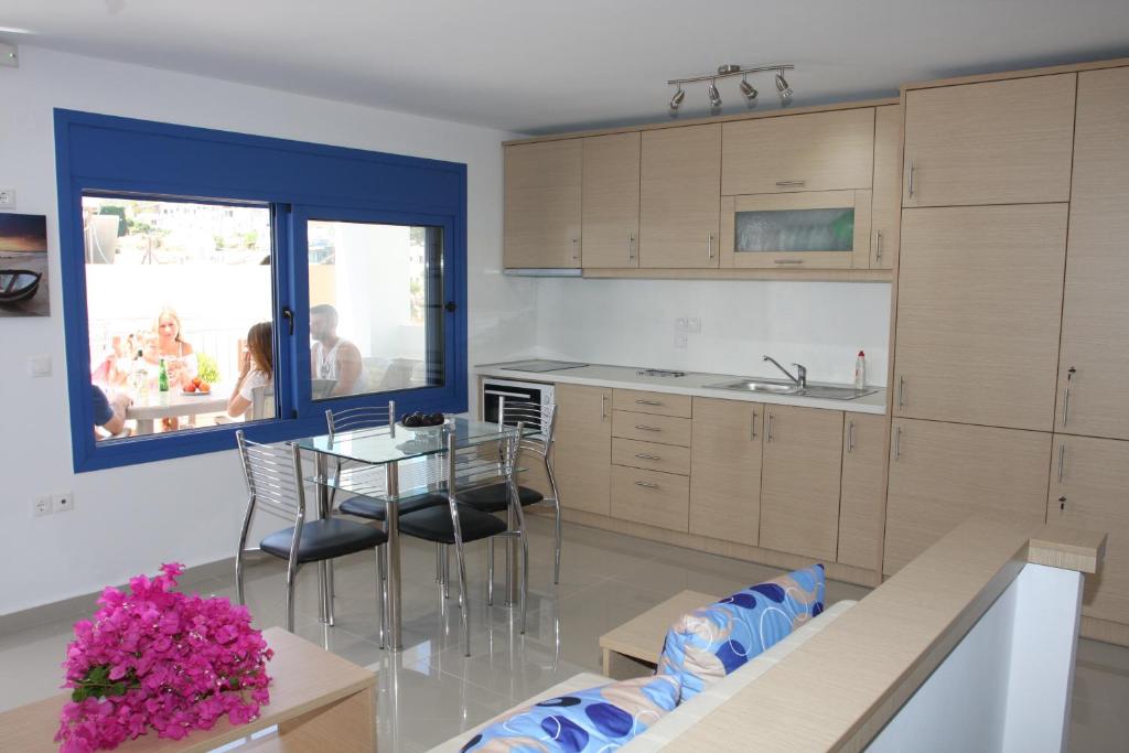 Kuchyň nebo kuchyňský kout v ubytování SunOrama Apts-Studios