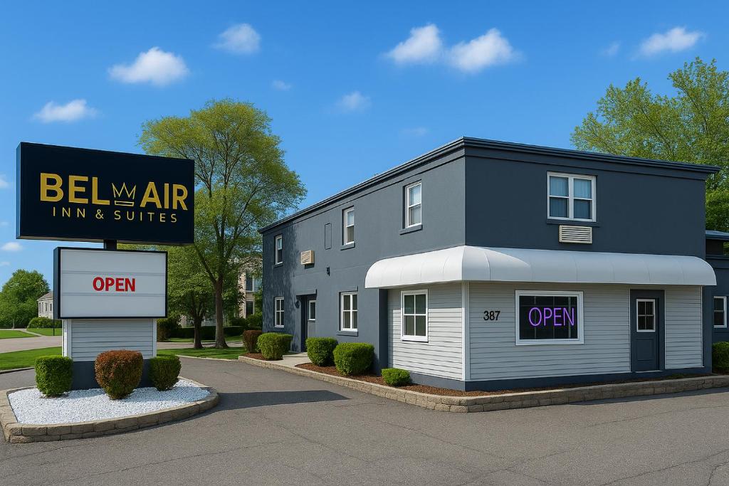 un edificio con un cartel delante en Bel Air Inn, en West Springfield