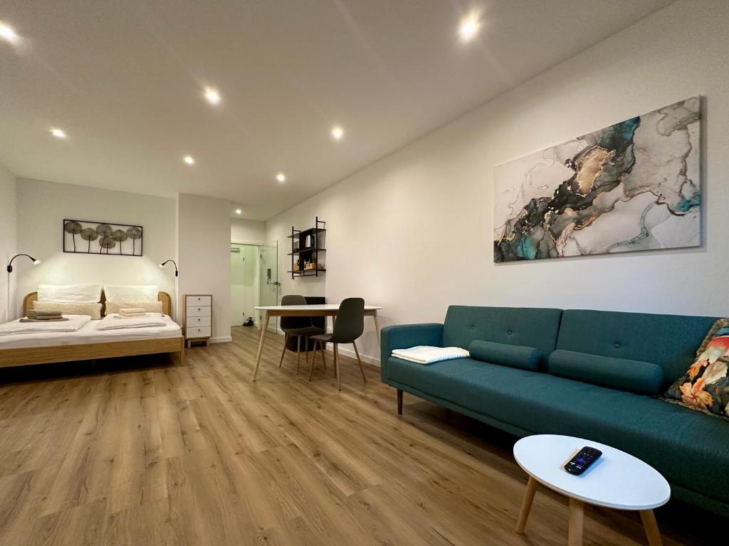 En eller flere senge i et værelse på Ferienwohnung an der Roseninsel