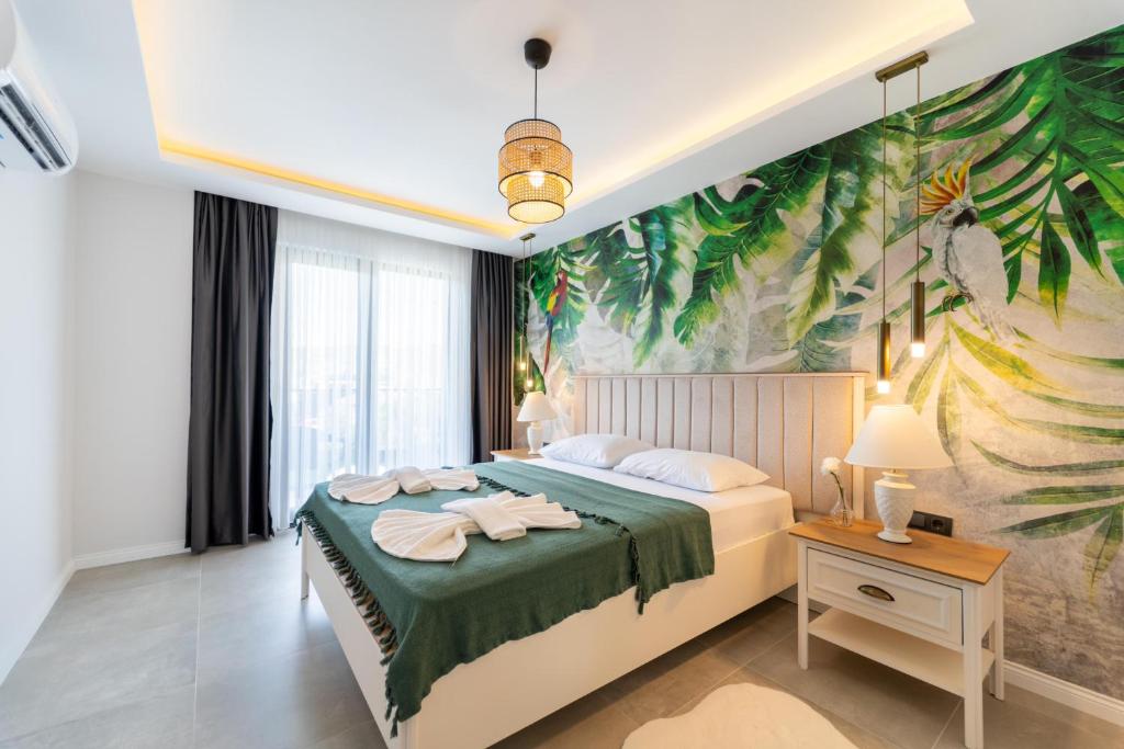 Ένα ή περισσότερα κρεβάτια σε δωμάτιο στο Villa Polina