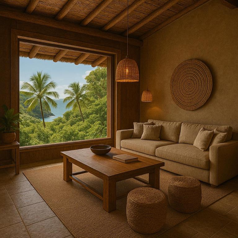 a living room with a couch and a table at Caminho do Rei - Vista Mar in Imbituba