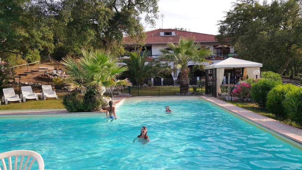 a group of people swimming in a swimming pool at Residence Oasis in Campiglia Marittima