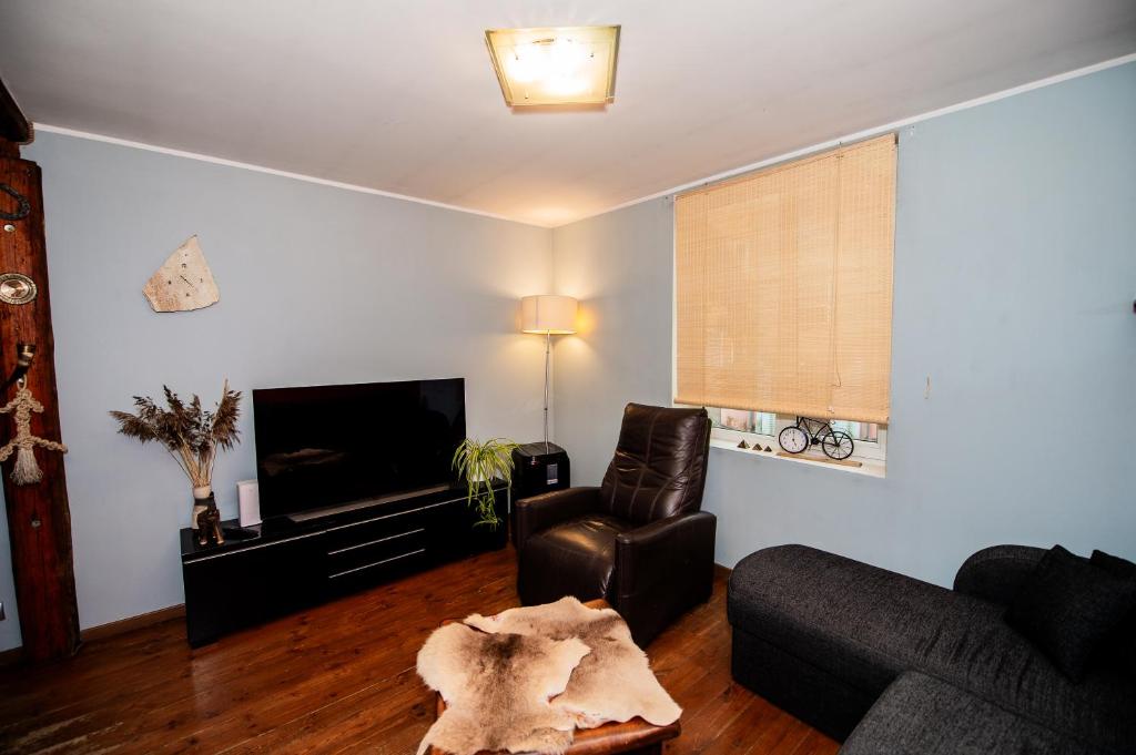 Un televizor și/sau centru de divertisment la Videviku Home