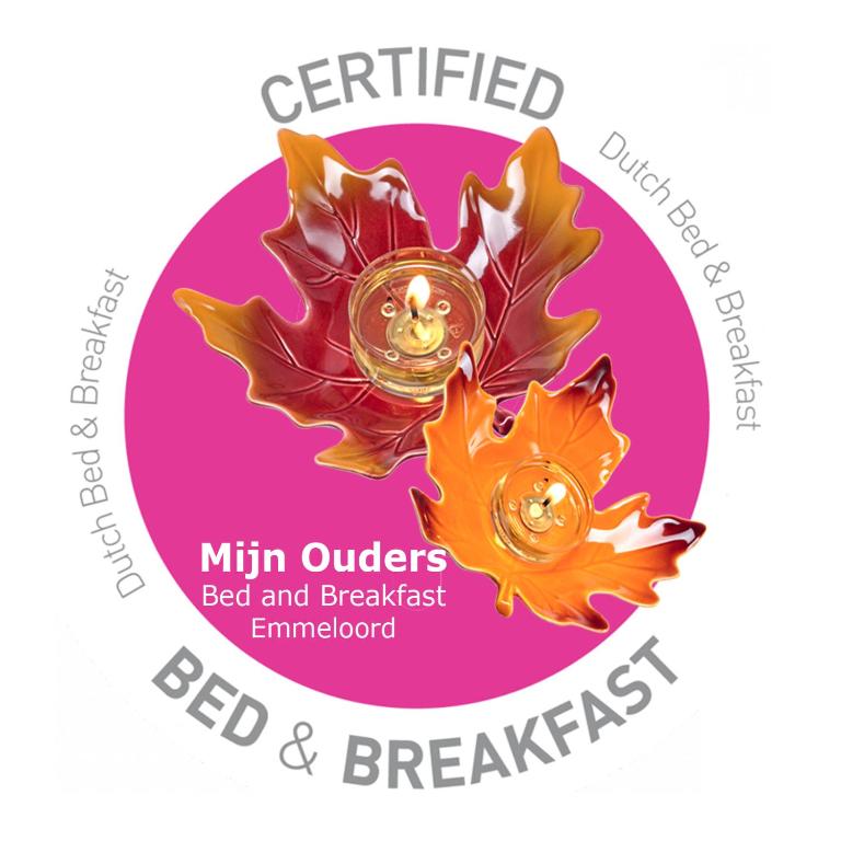 a logo for a bed and breakfast emu and breakfast banquet at Appartement Mijn Ouders Bed en Breakfast Emmeloord in Emmeloord