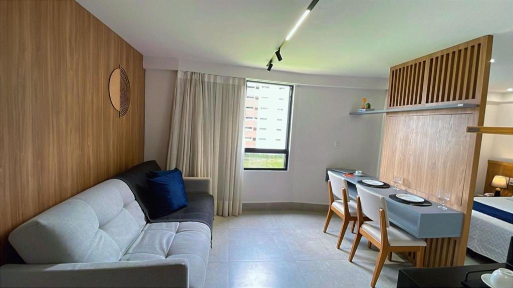 Χώρος καθιστικού στο Flat sofisticado na Praia do Cabo Branco 4 pessoas