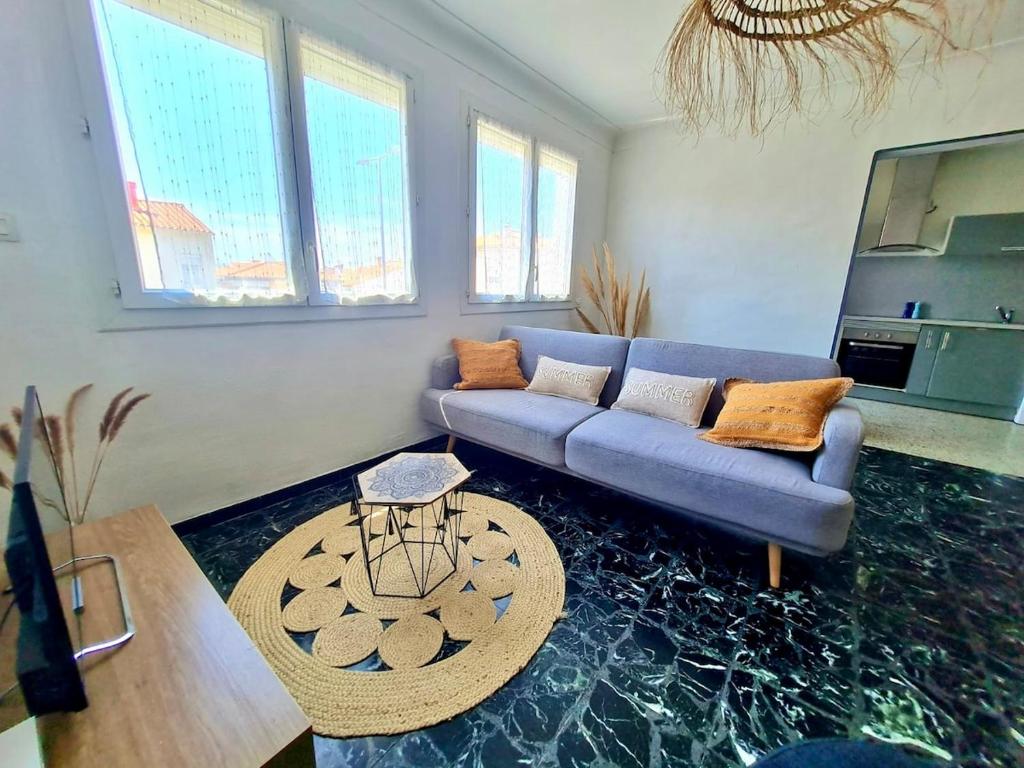 Χώρος καθιστικού στο L'Escale Marine à 3 mn à pied de la plage - 2CH