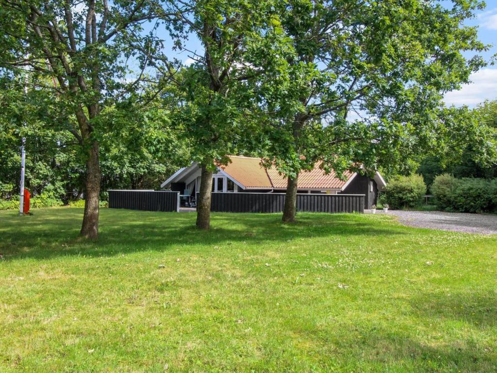 a house in a yard with trees in the grass at Holiday Home Carlotta - 12km from the sea by Interhome in Oksbøl