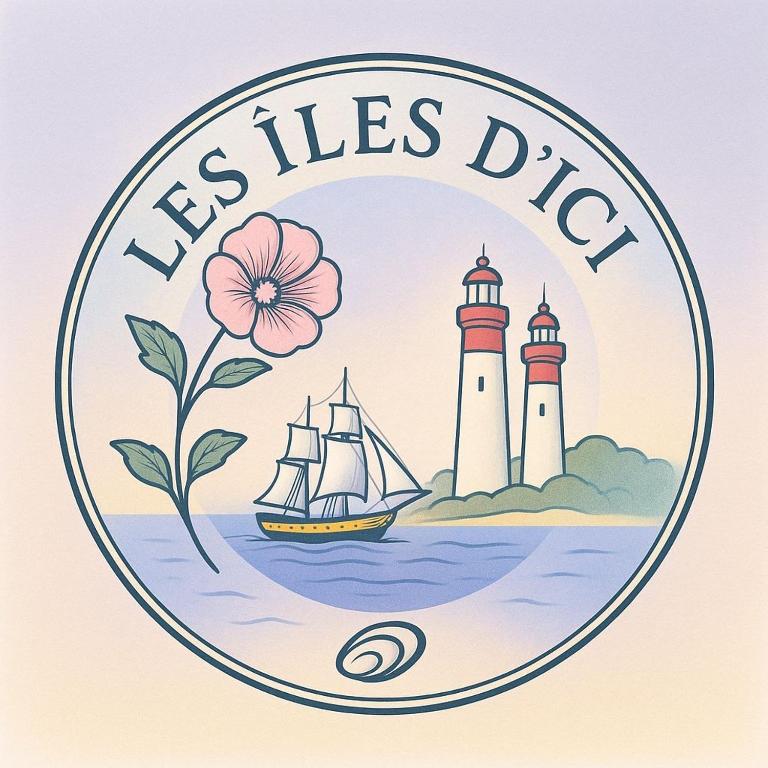a sticker with two lighthouses and a flower at Les Iles d'ici in Rochefort