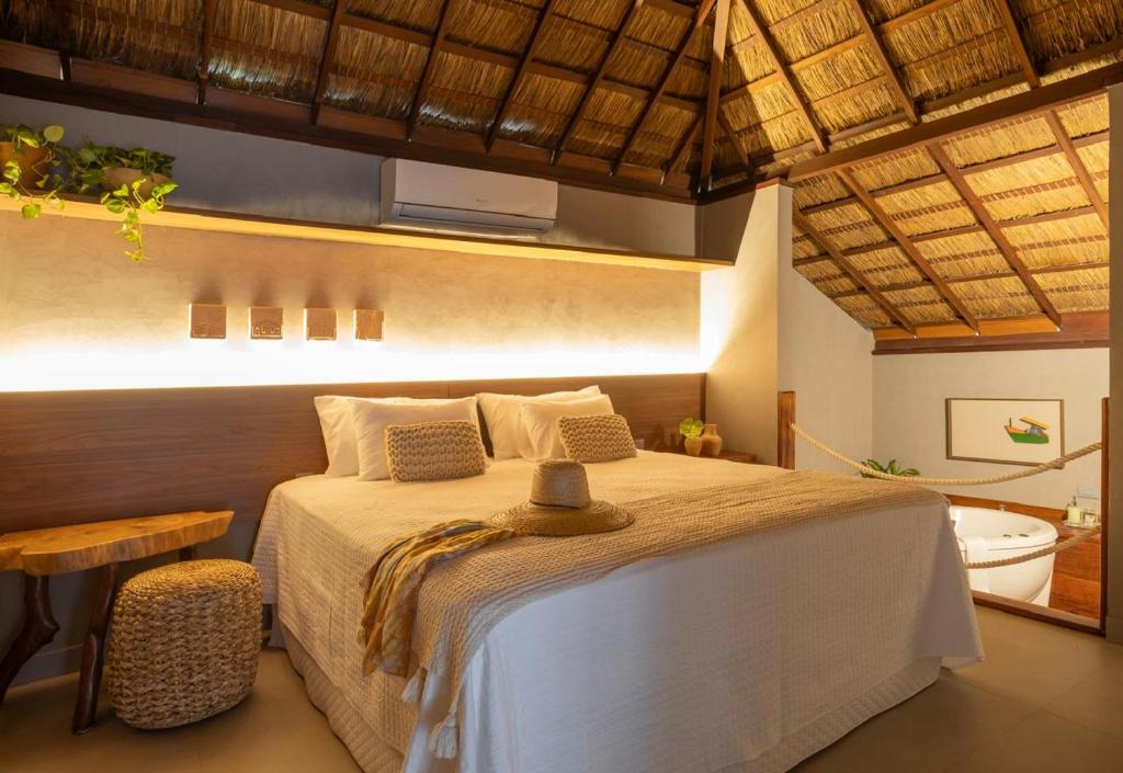 Katil atau katil-katil dalam bilik di Pousada Duna Paraiso Maceió
