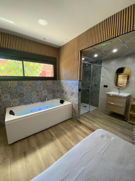 a large bathroom with a tub and a shower at Apartamento en Sevilla in Seville