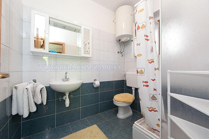 Koupelna v ubytování Apartments Zamicka