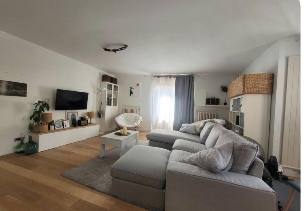 ein Wohnzimmer mit Sofa und Fernseher in der Unterkunft Aitetxe II Laguardia in Laguardia