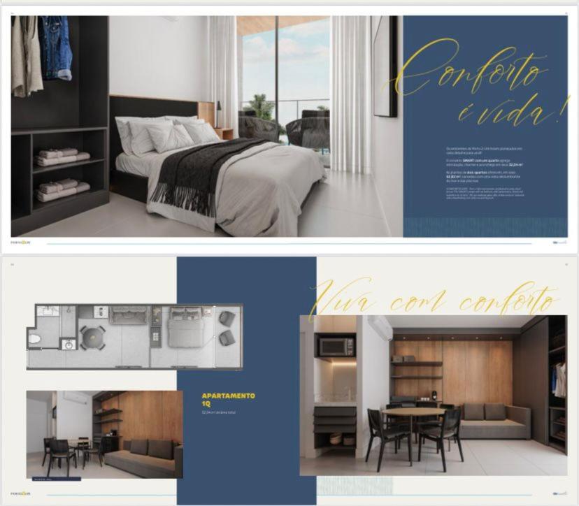 a collage of two pictures of a bedroom and a room at Resort Porto Life 2 in Porto De Galinhas