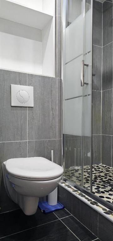 a bathroom with a toilet and a shower at Le calme ensoleillé in Paris