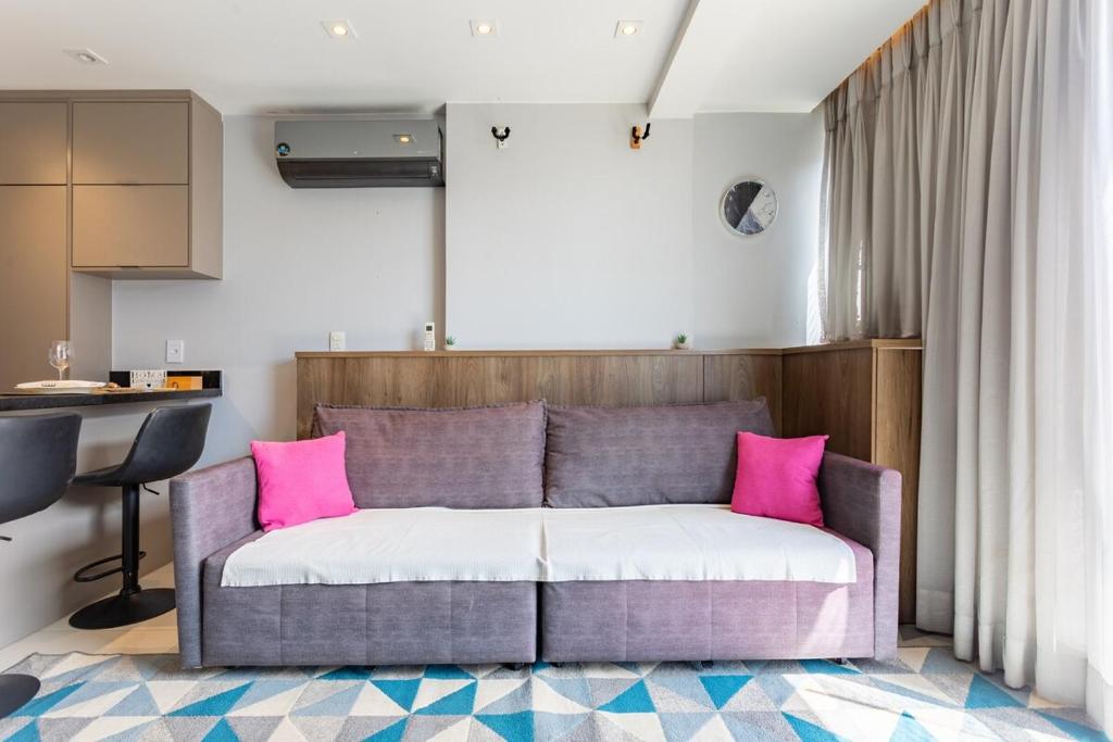 Et opholdsområde på Apt Premium Work & Stay dentro do shopping