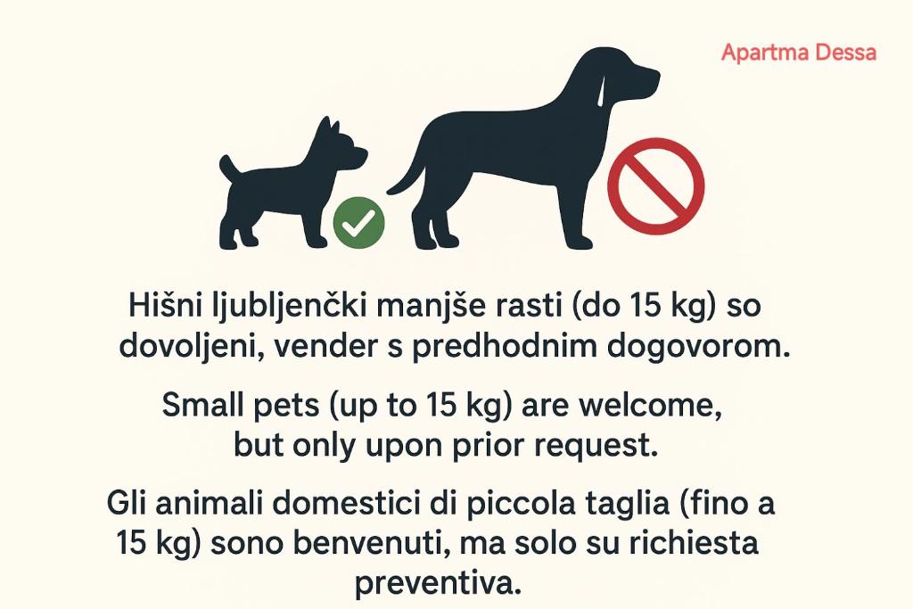 a picture of a dog and a cat with a sign at Apartma Dessa in Portorož