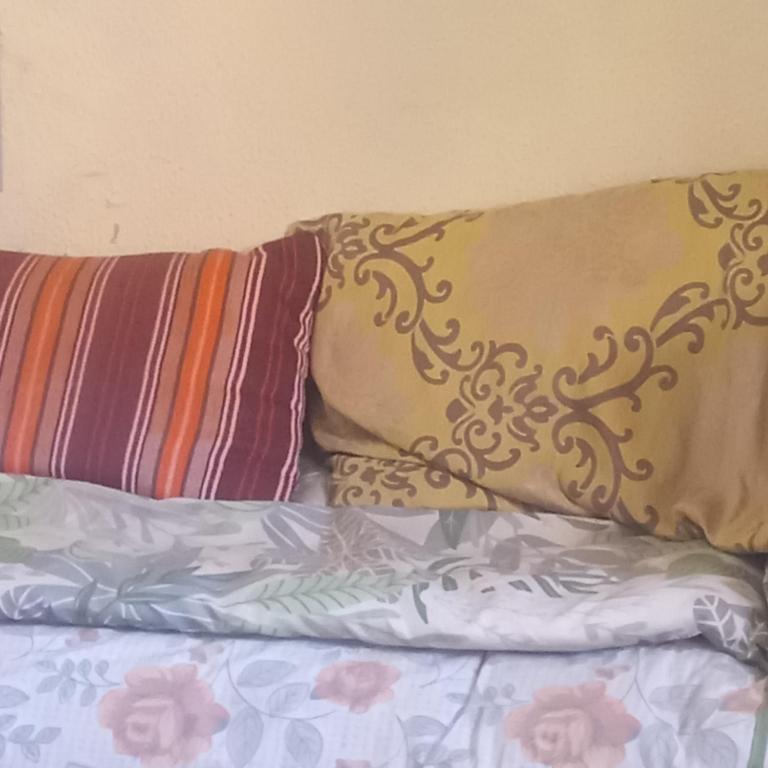 eine Gruppe von Kissen auf einem Bett in der Unterkunft santa Ana in Potosí