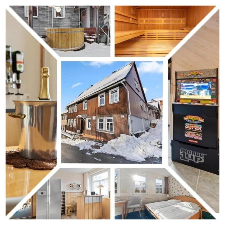 a collage of pictures of different types of houses at Gruppenhaus Sankt Andreasberg Braunlage in Sankt Andreasberg