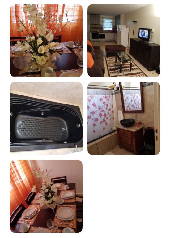 a group of four pictures of a kitchen and a living room at Sxm Paradise Town House in Marigot