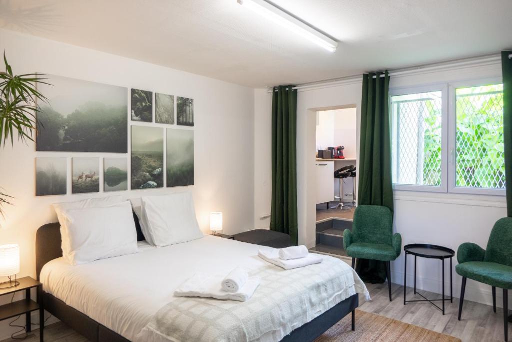 Postel nebo postele na pokoji v ubytování Orléans - Le Green Mood