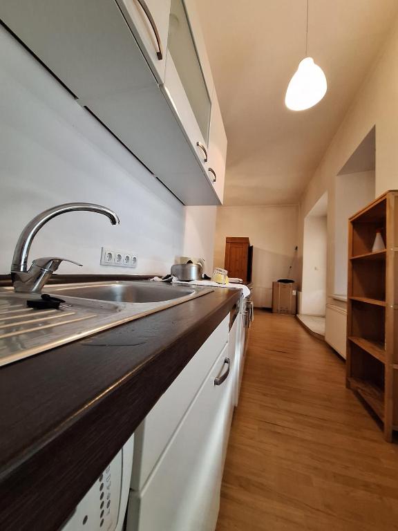 a kitchen with a sink and a counter top at saules in Daugavpils