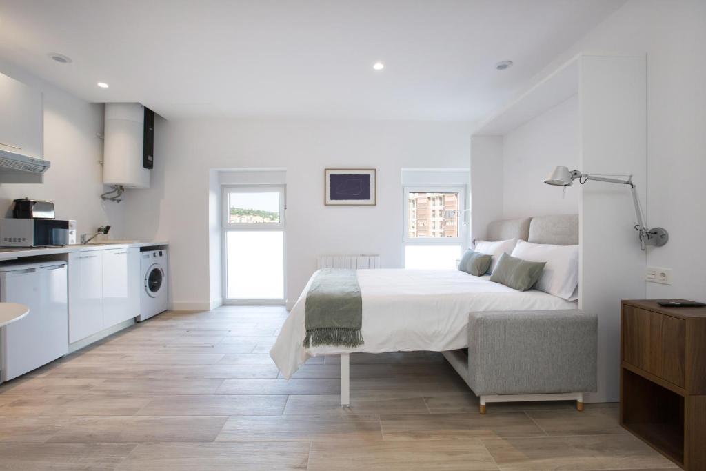 Postel nebo postele na pokoji v ubytování Bilbao Living Lofts