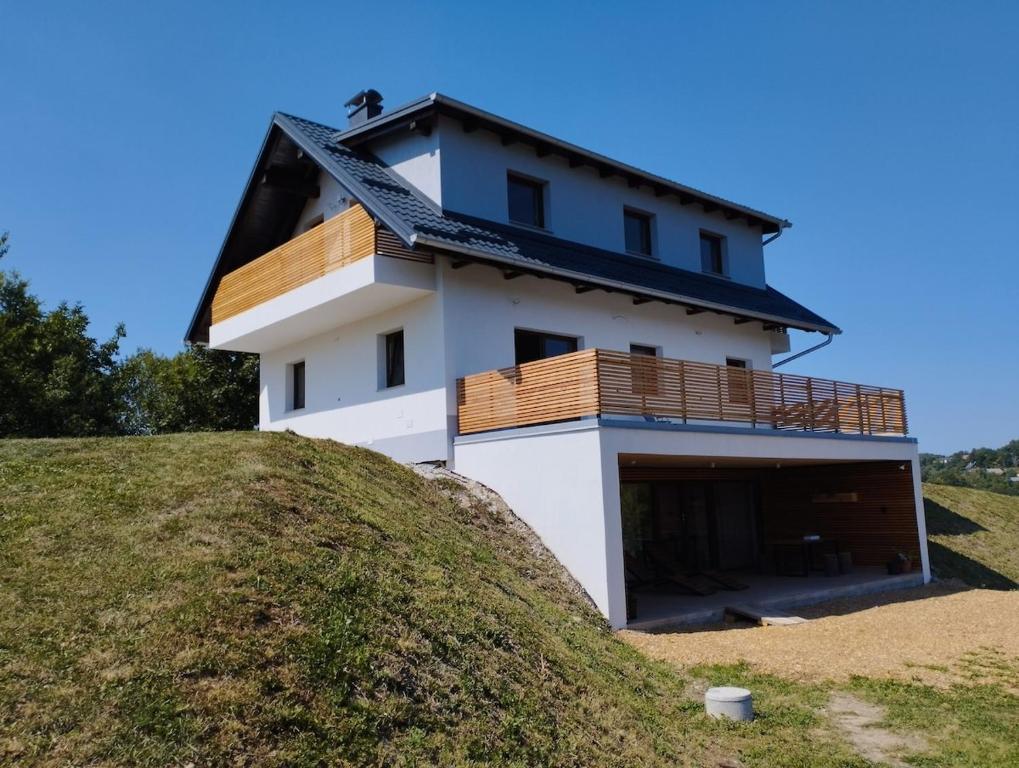 a house on top of a hill at Phoenix Relax Apartment in Žetale