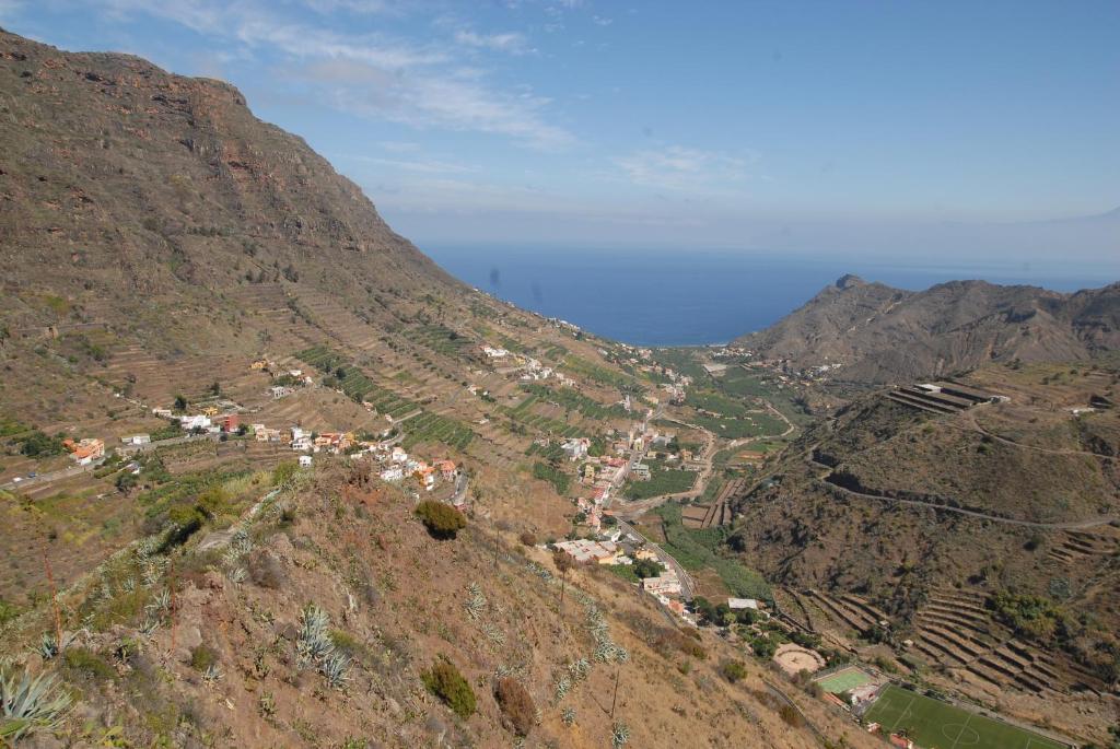 an aerial view of a village on a mountain at Casa Rural Sofia in Hermigua