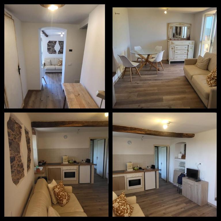 にあるLa casa di nonna Pinaのリビングルームの写真4枚のコラージュ